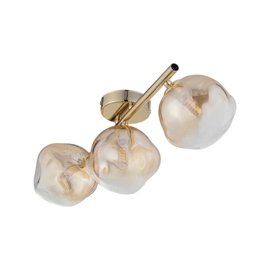 Brilagi - Opbouwkroonluchter VULCANO 3xG9/8W/230V goud/rookbeige