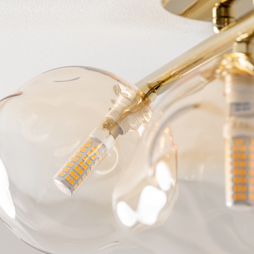 BRILAGI - Opbouwkroonluchter VULCANO 3xG9/8W/230V goud/rookbeige