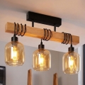 Brilagi - Opbouwkroonluchter WOOD GLASS 3xE27/60W/230V grenen/zwart/gerookt bruin