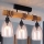 Brilagi - Opbouwkroonluchter WOOD GLASS 3xE27/60W/230V grenen/zwart/rookbeige