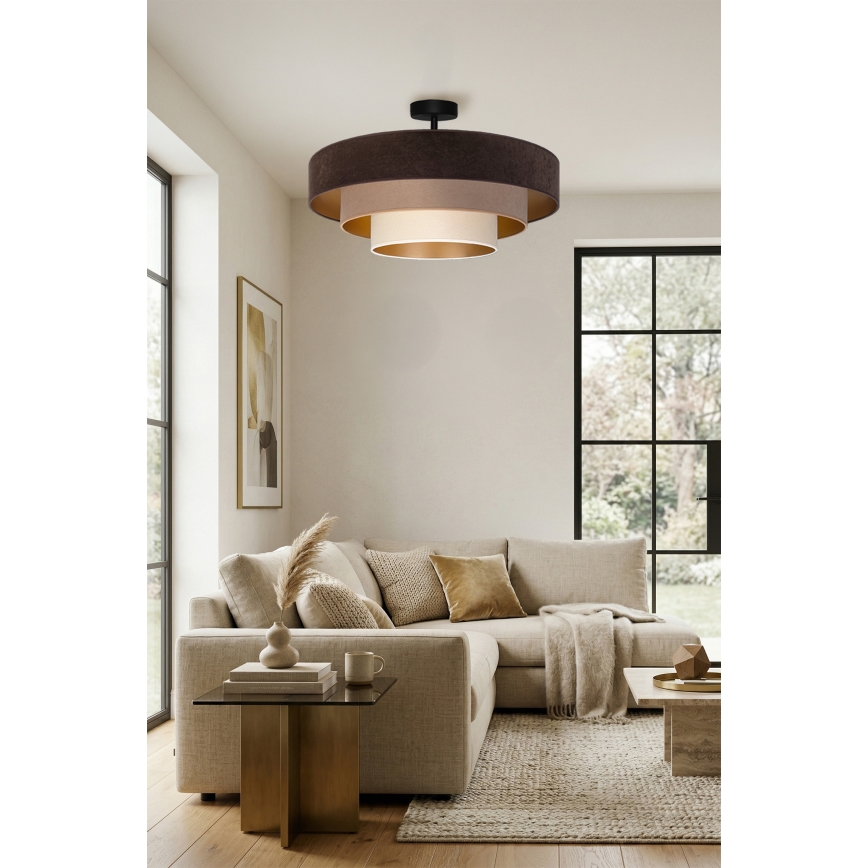 Brilagi - Opbouwlamp LUNETA 3xE27/60W/230V Ø 80 cm bruin/beige/crème