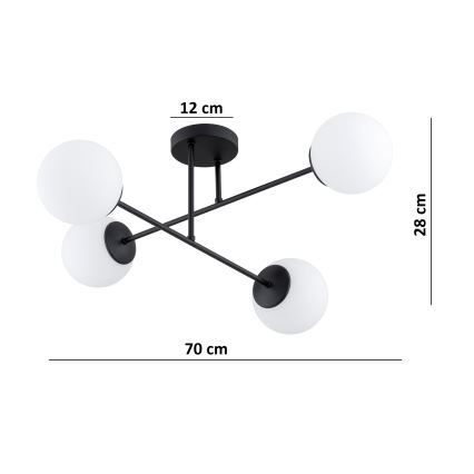 Brilagi - Opbouwlamp MILO 4xE27/60W/230V zwart