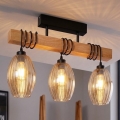 BRILAGI - Opbouwlamp WOOD GLASS 3xE27/60W/230V dennen/zwart/rookbeige