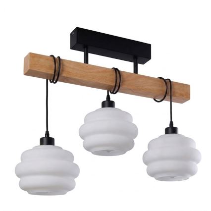 Brilagi - Opbouwlamp WOOD GLASS 3xE27/60W/230V grenen/zwart/wit