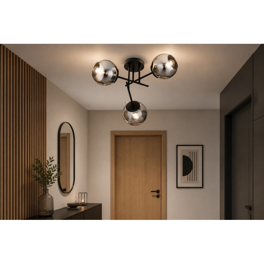 BRILAGI - Opbouwluchter DIOR 3xE27/60W/230V zwart/rookgrijs