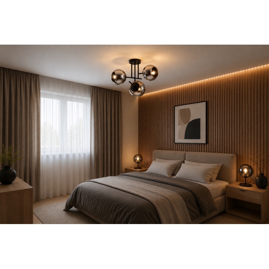 BRILAGI - Opbouwluchter DIOR 3xE27/60W/230V zwart/rookgrijs