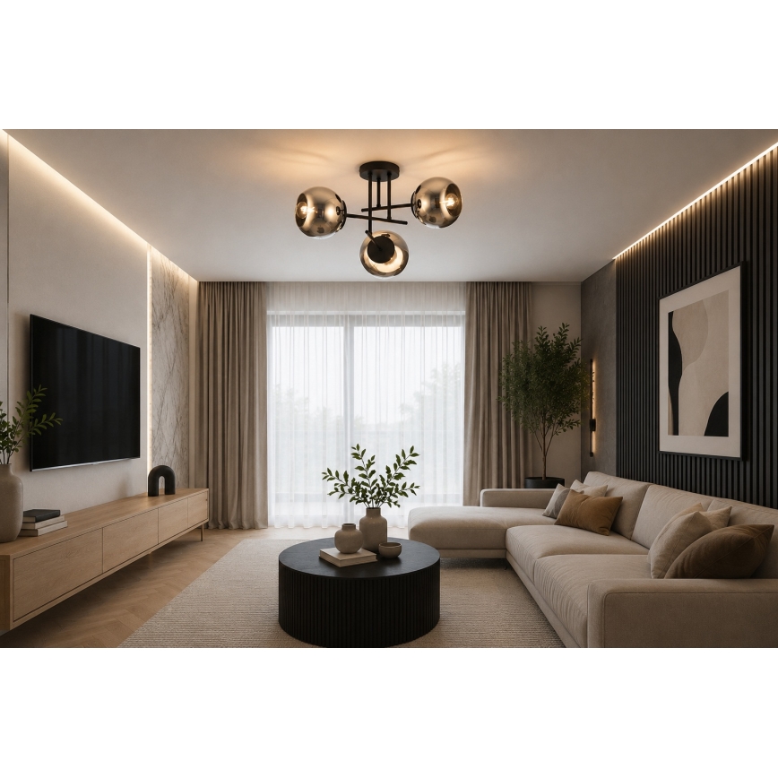 BRILAGI - Opbouwluchter DIOR 3xE27/60W/230V zwart/rookgrijs