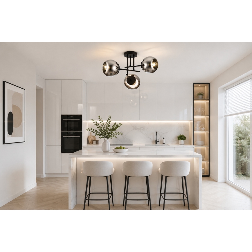 BRILAGI - Opbouwluchter DIOR 3xE27/60W/230V zwart/rookgrijs