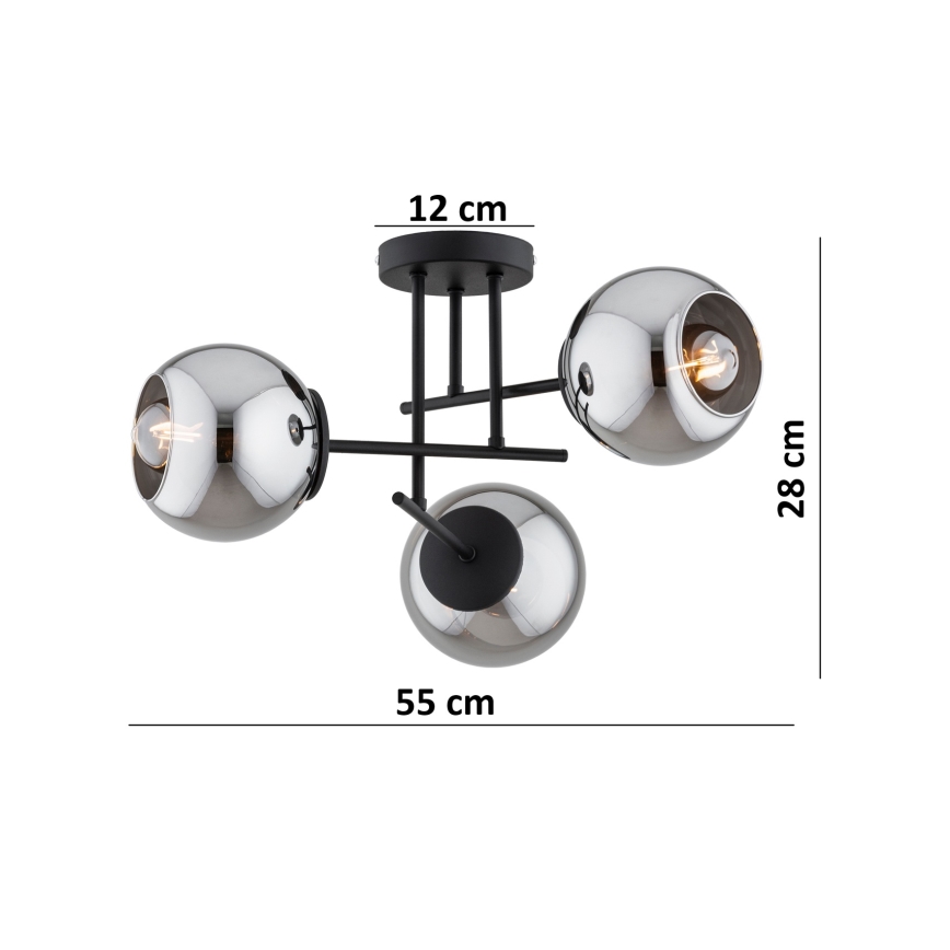 BRILAGI - Opbouwluchter DIOR 3xE27/60W/230V zwart/rookgrijs