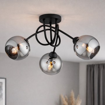 Brilagi - Opbouwplafondlamp 3xE27/60W/230V zwart/rookgrijs