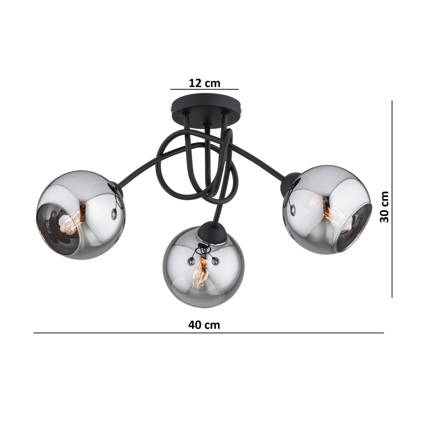 Brilagi - Opbouwplafondlamp 3xE27/60W/230V zwart/rookgrijs