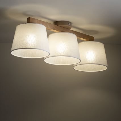 Brilagi - Opbouwplafondlamp LATTE SABIA 3xE27/60W/230V grenen/wit