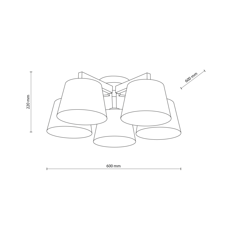 Brilagi - Opbouwplafondlamp LATTE SABIA 5xE27/15W/230V grenen/bruin