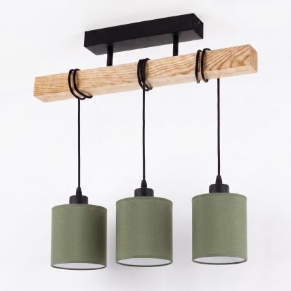 Brilagi - Opbouwplafondlamp NUBILA 3xE27/60W/230V grenen/groen
