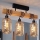 Brilagi - Opbouwplafondlamp WOOD GLASS 3xE27/60W/230V dennen/zwart/rookbruin