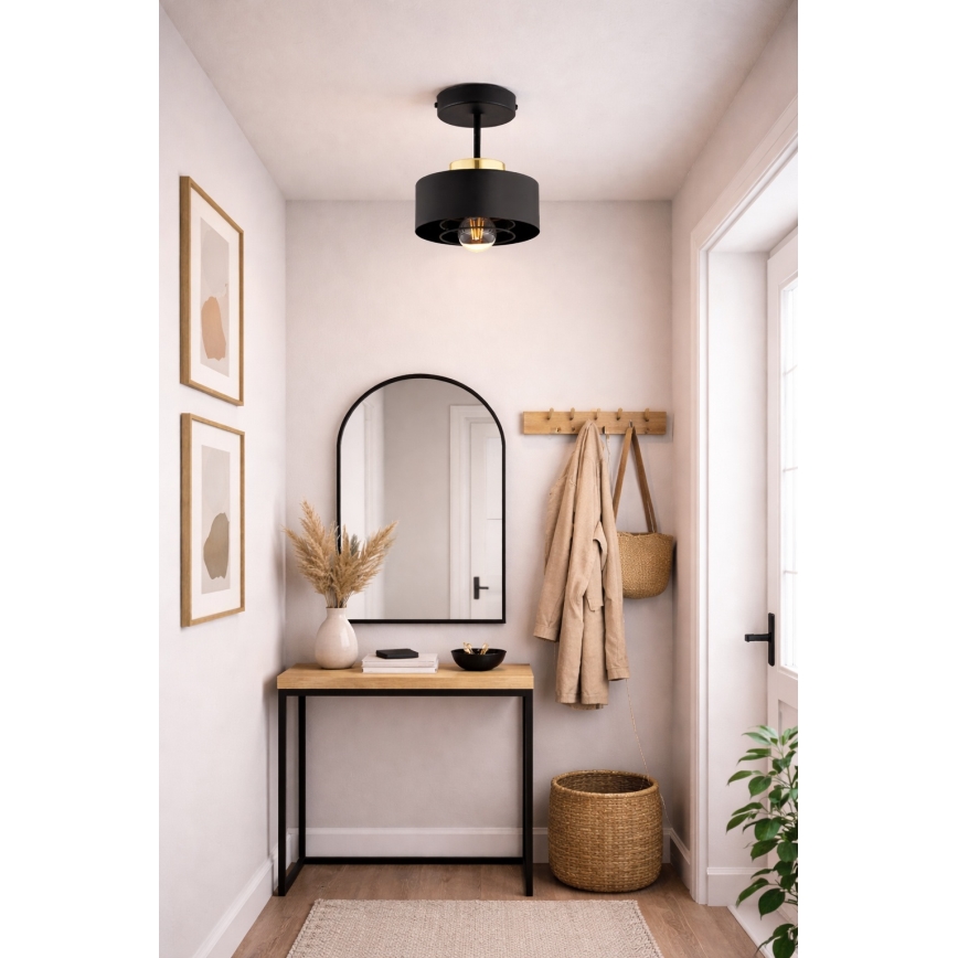 Brilagi - Opbouwplafonnière SPRING 1xE27/60W/230V zwart/goud