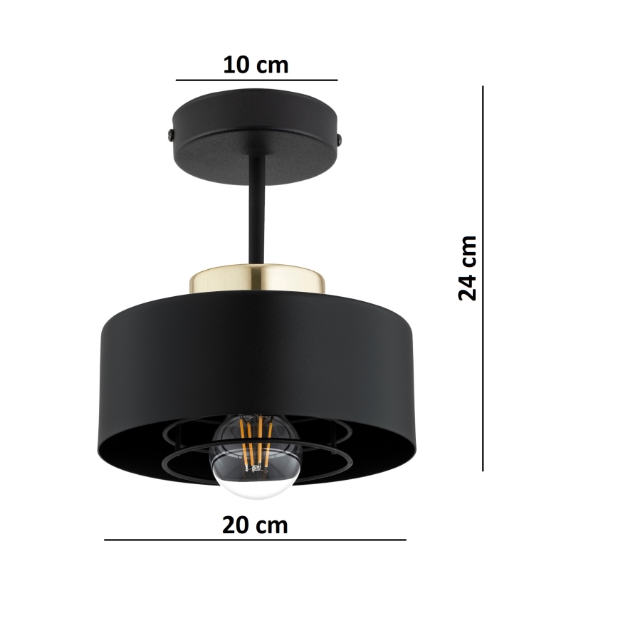 Brilagi - Opbouwplafonnière SPRING 1xE27/60W/230V zwart/goud