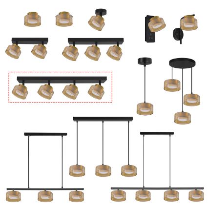 Brilagi - Opbouwspot AURA LUX 4xGX53/30W/230V zwart/goud