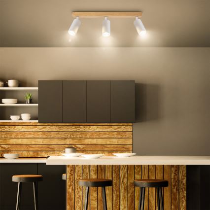 Brilagi - Opbouwspot SELE 3xGU10/30W/230V wit/eiken decor