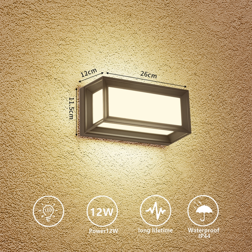 Brilagi - LED buitenwandlamp PARKER LED/12W/230V 3000/4500/6000K antraciet IP44