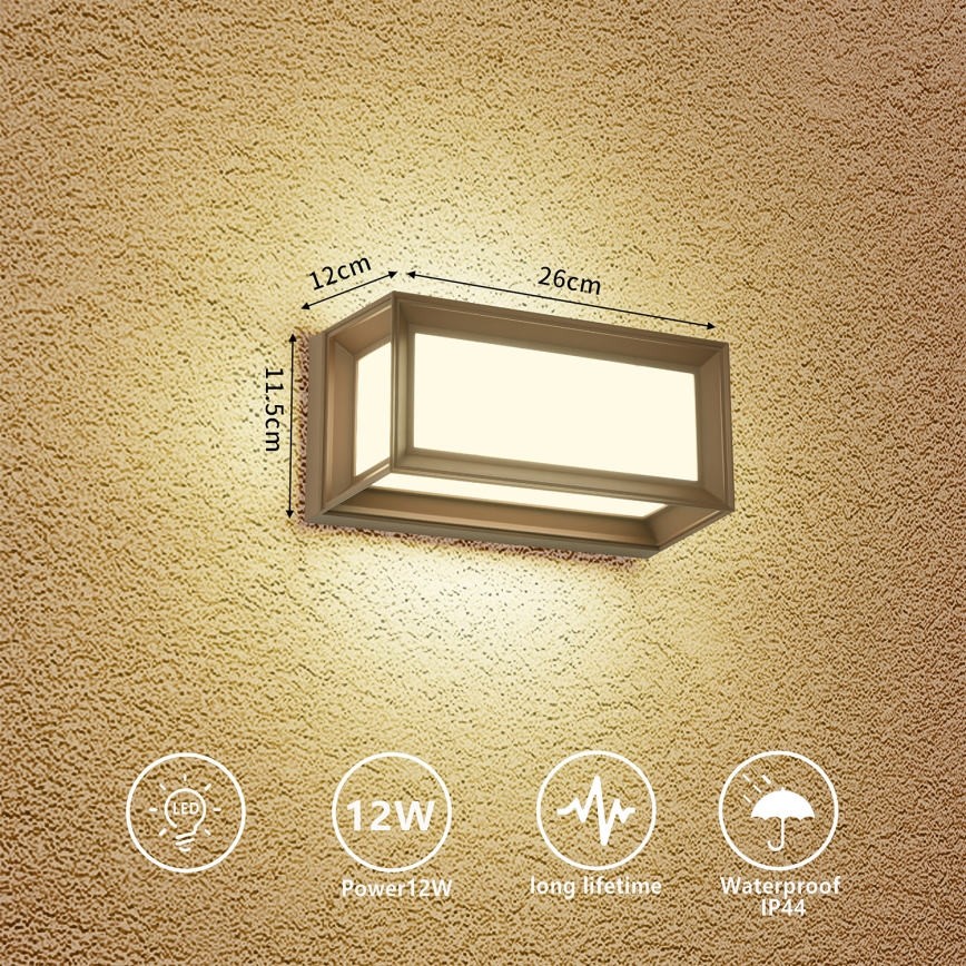 Brilagi - LED buitenwandlamp PARKER LED/12W/230V 3000/4500/6000K bruin IP44
