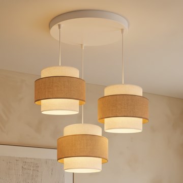 Brilagi - Pendellamp aan kabel SPACE 3xE27/60W/230V Ø 40 cm beige/crème