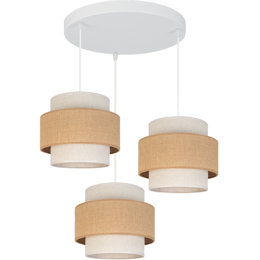 Brilagi - Pendellamp aan kabel SPACE 3xE27/60W/230V Ø 40 cm beige/crème