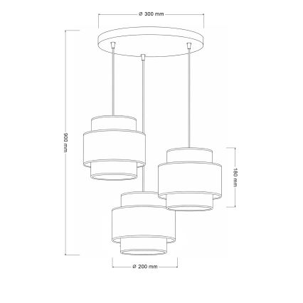 Brilagi - Pendellamp aan kabel SPACE 3xE27/60W/230V Ø 40 cm beige/crème