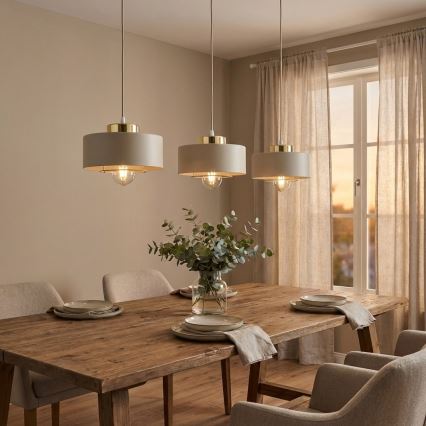 Brilagi - Pendellamp aan kabel SPRING 3xE27/60W/230V beige/goud