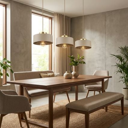 Brilagi - Pendellamp aan kabel SPRING 3xE27/60W/230V beige/goud