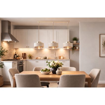 Brilagi - Pendellamp aan kabel SPRING 3xE27/60W/230V beige/goud
