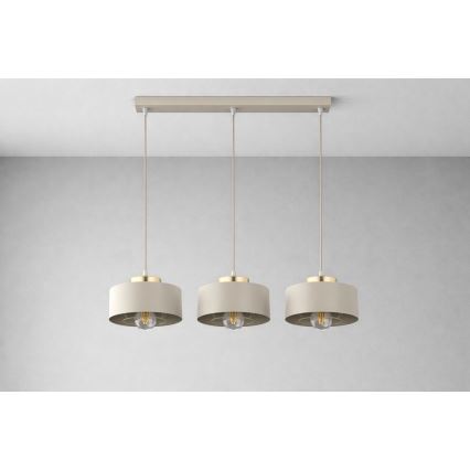 Brilagi - Pendellamp aan kabel SPRING 3xE27/60W/230V beige/goud