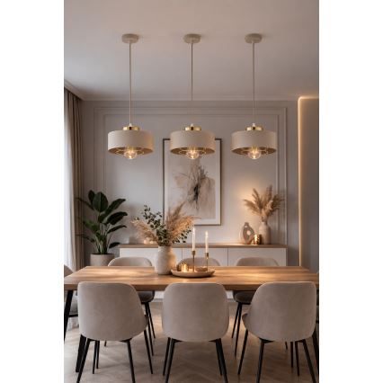Brilagi - Pendellamp aan snoer SPRING 1xE27/60W/230V Ø 20 cm beige/goud