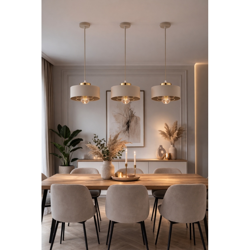 Brilagi - Pendellamp aan snoer SPRING 1xE27/60W/230V Ø 20 cm beige/goud