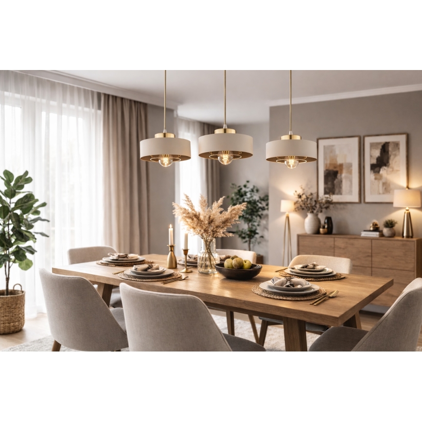 Brilagi - Pendellamp aan snoer SPRING 1xE27/60W/230V Ø 20 cm beige/goud
