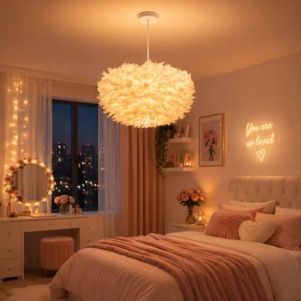 Brilagi - Pendellamp met kabel FEATHER 3xE27/40W/230V Ø 50 cm wit