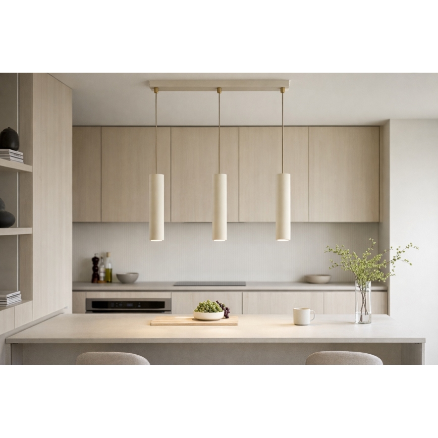 Brilagi - Pendellamp met kabel TUBE 3xGU10/15W/230V beige/goud