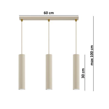 Brilagi - Pendellamp met kabel TUBE 3xGU10/15W/230V beige/goud