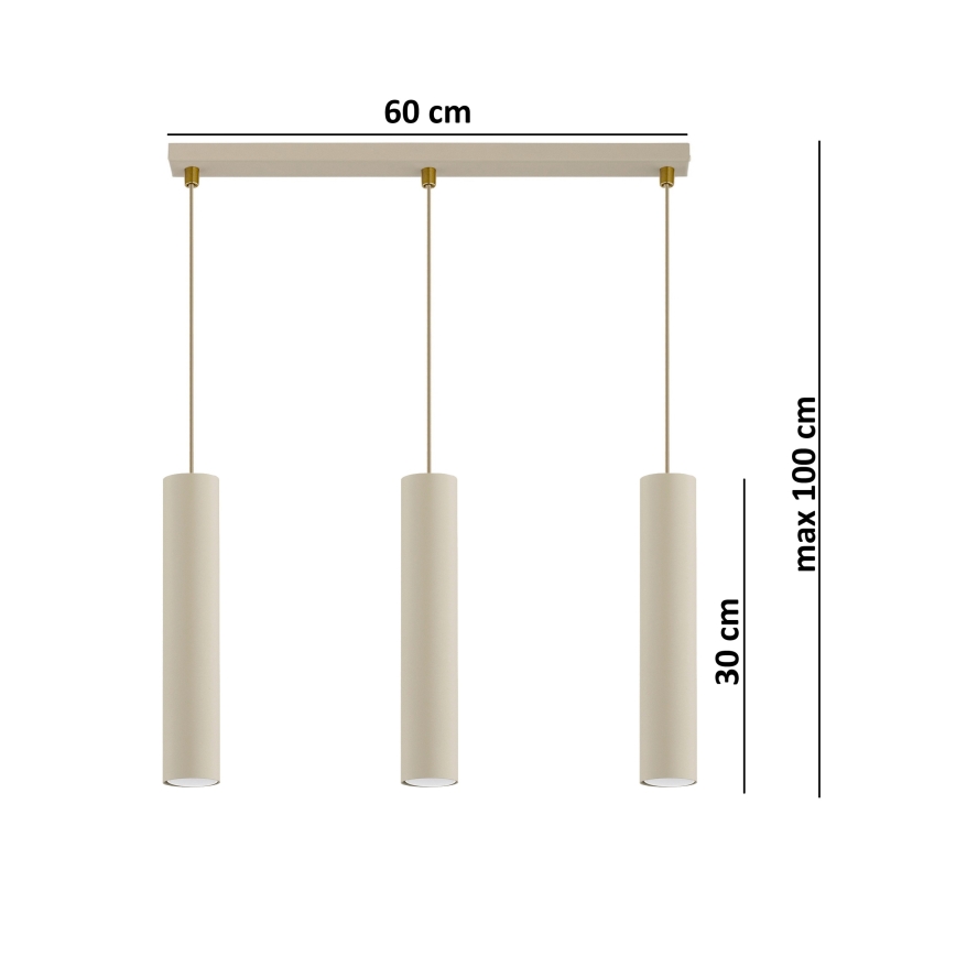 Brilagi - Pendellamp met kabel TUBE 3xGU10/15W/230V beige/goud