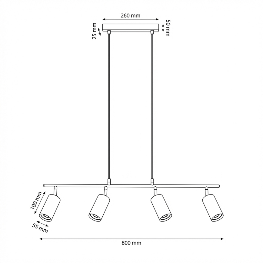 Brilagi - Pendellamp SELE met kabel, 4xGU10/30W/230V, beige