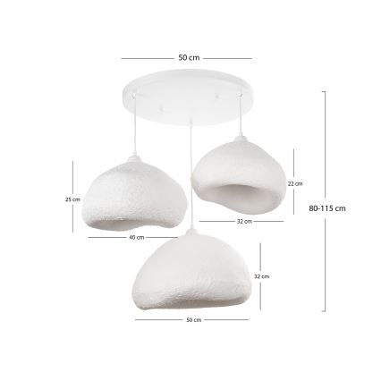 Brilagi - Pendellamp WABI SABI 3xE27/40W/230V, Ø 82 cm, wit