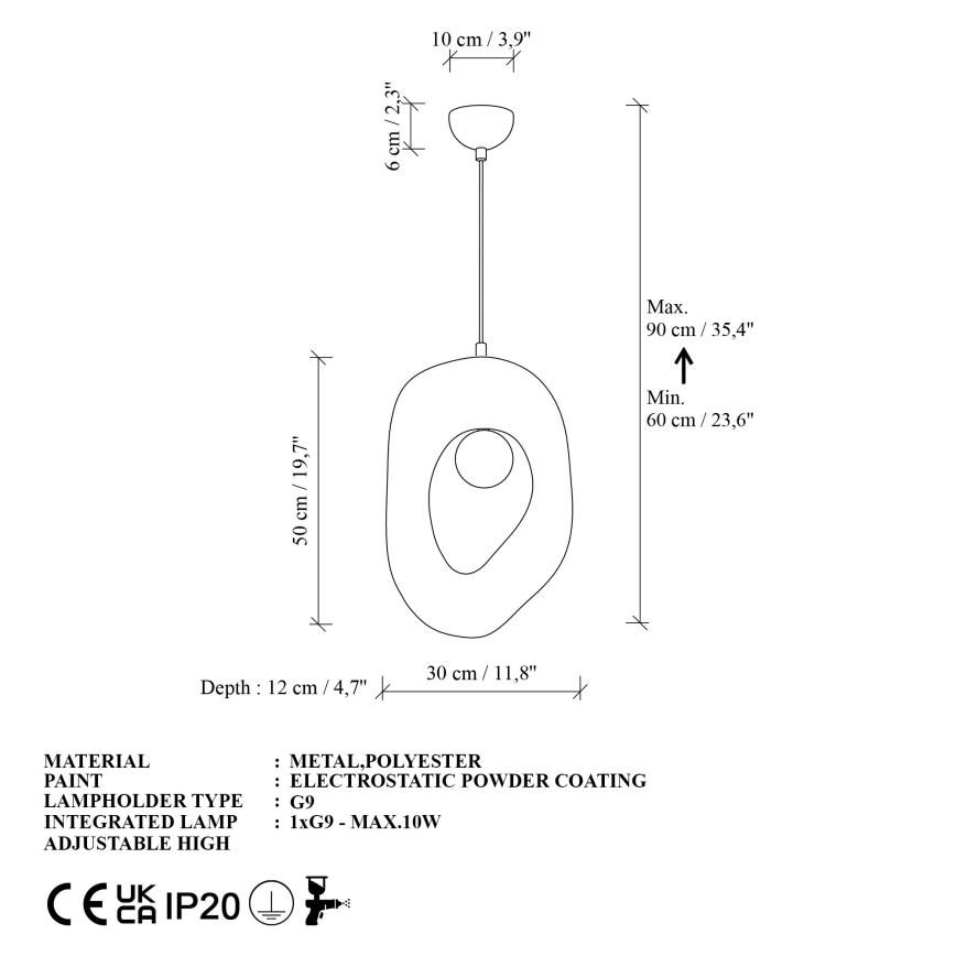 Brilagi - Pendellamp WABI SABI met kabel 1xG9/8W/230V wit