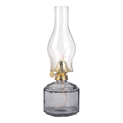 Brilagi - Petroleumlamp MERLIN gerookt/grijs