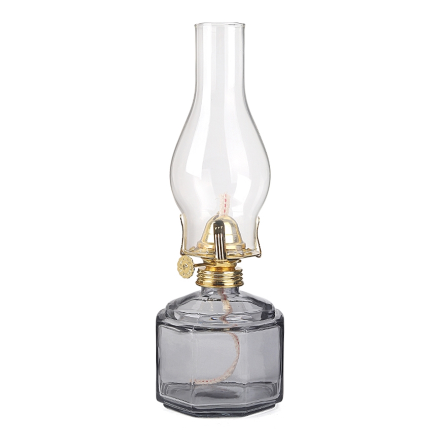 Brilagi - Petroleumlamp MERLIN gerookt/grijs