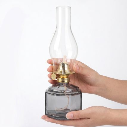 Brilagi - Petroleumlamp MERLIN gerookt/grijs