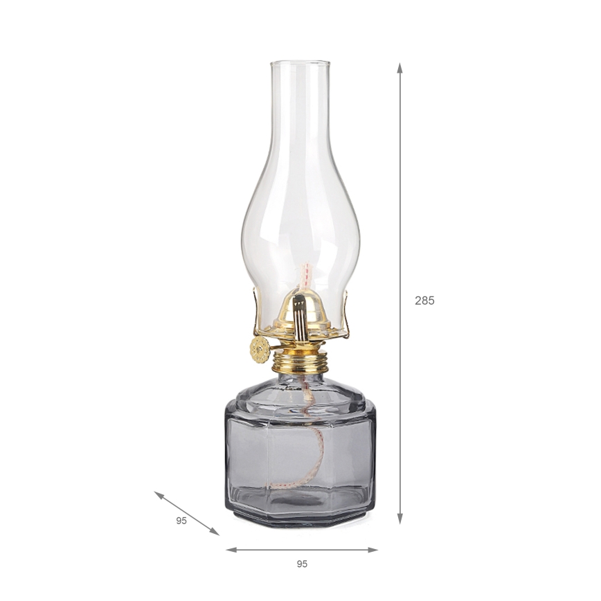 Brilagi - Petroleumlamp MERLIN gerookt/grijs