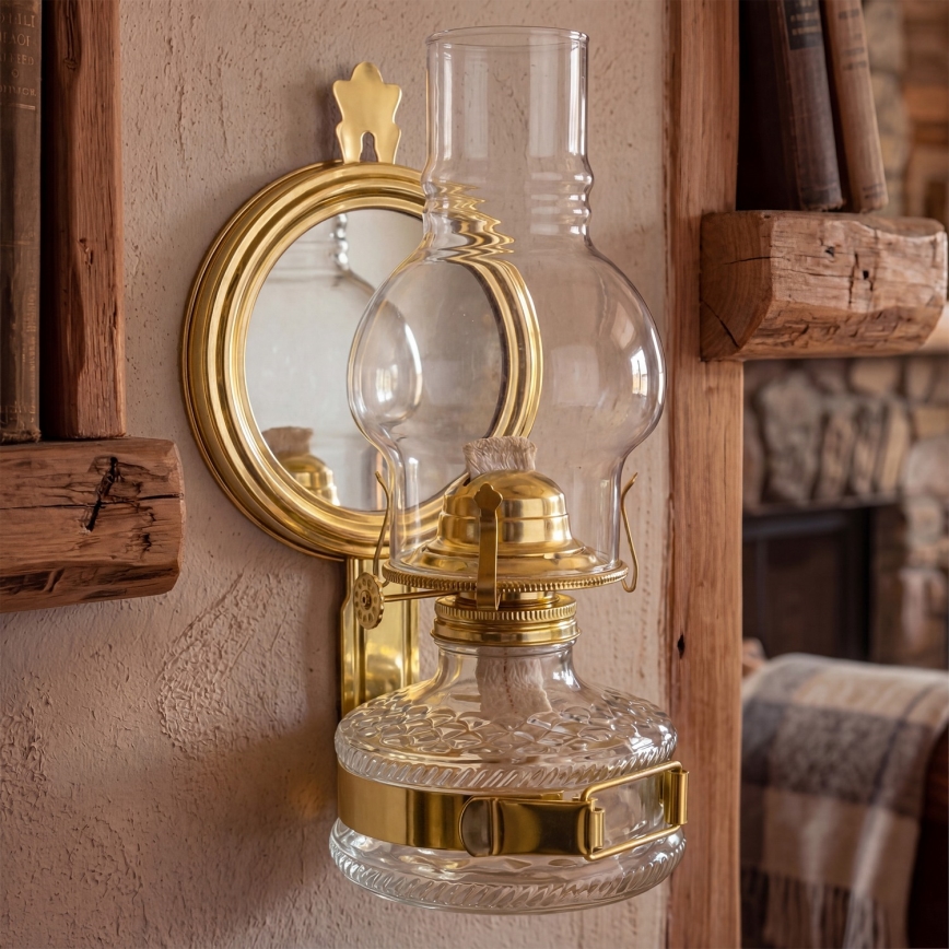 Brilagi - Petroleumlamp MERLIN glanzend goudkleurig