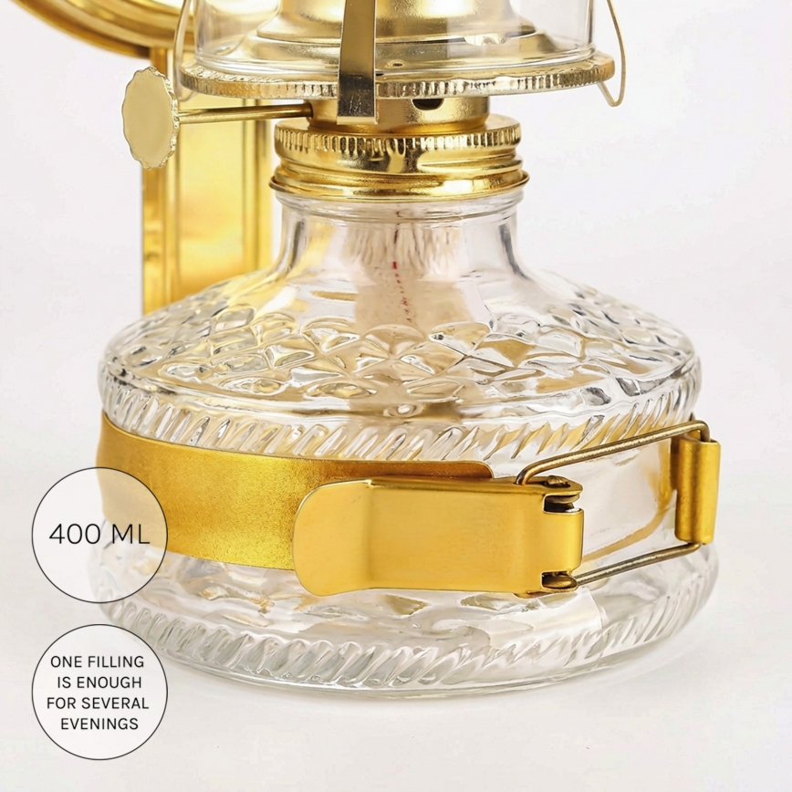 Brilagi - Petroleumlamp MERLIN glanzend goudkleurig