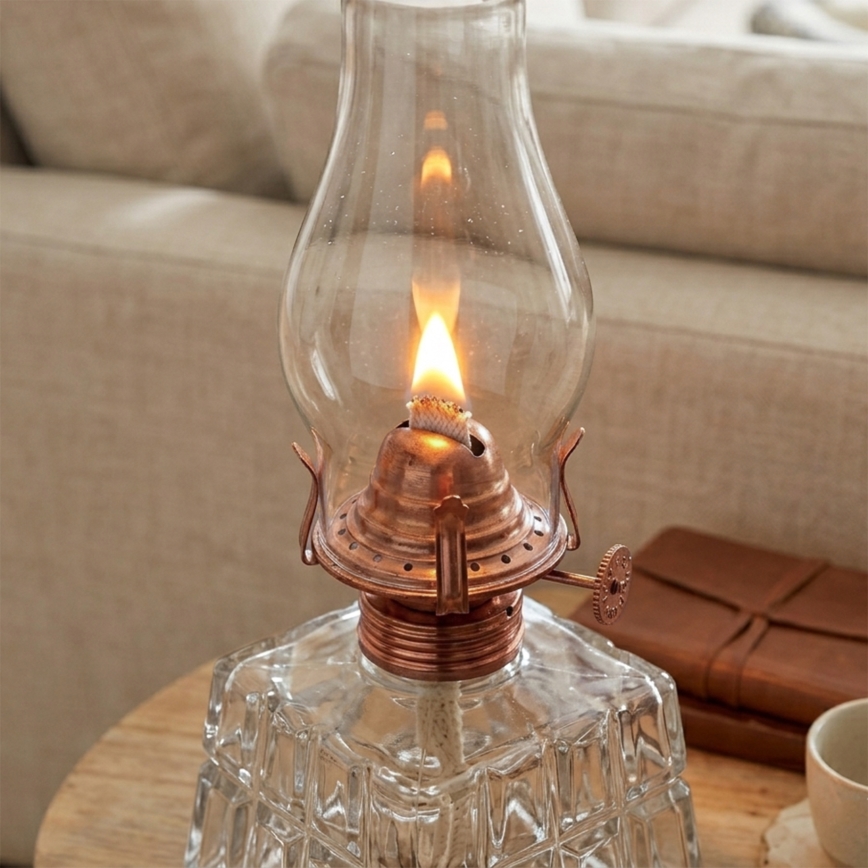 Brilagi - Petroleumlamp MERLIN helder/bronskleurig/gepatineerd