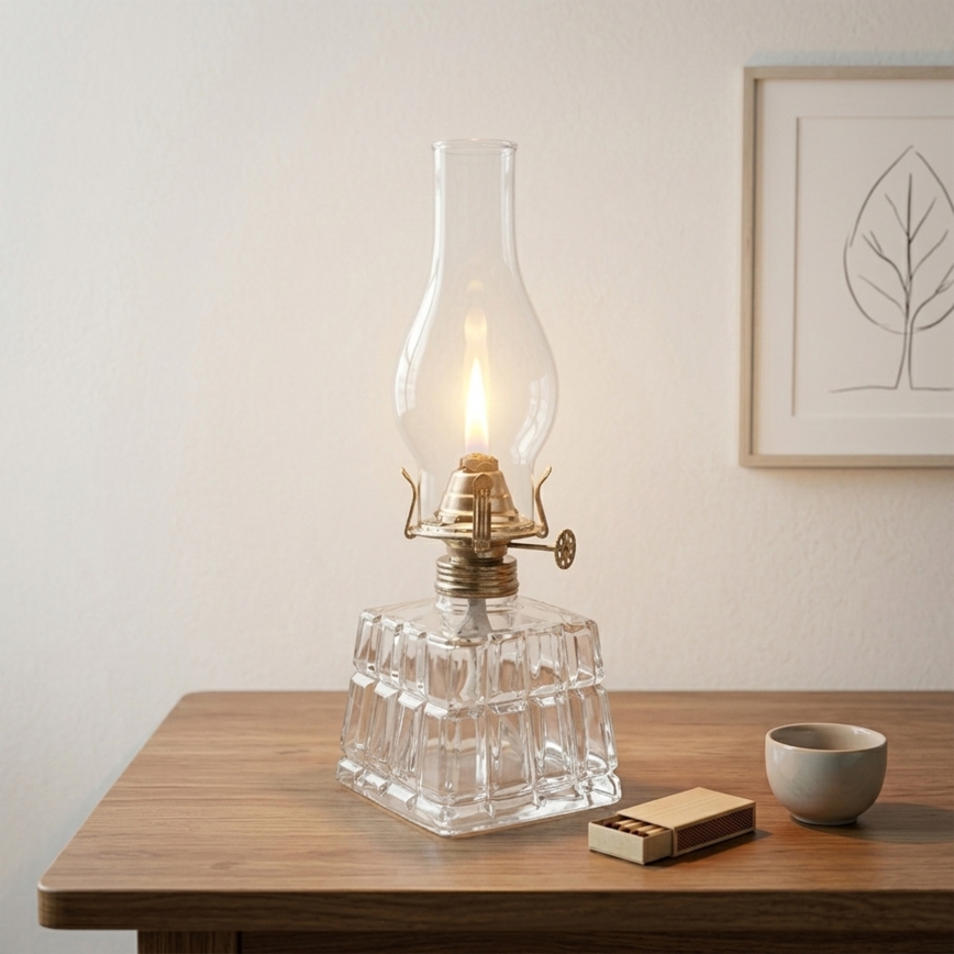 Brilagi - Petroleumlamp MERLIN helder/goud/patina